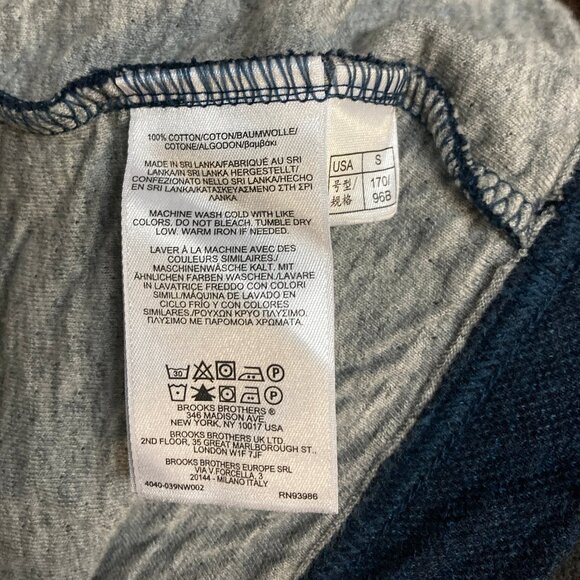 Men's Brooks Brothers Cotton Cardigan Sweater, Size S, Blue with Grey Lining - Picture 4 of 4